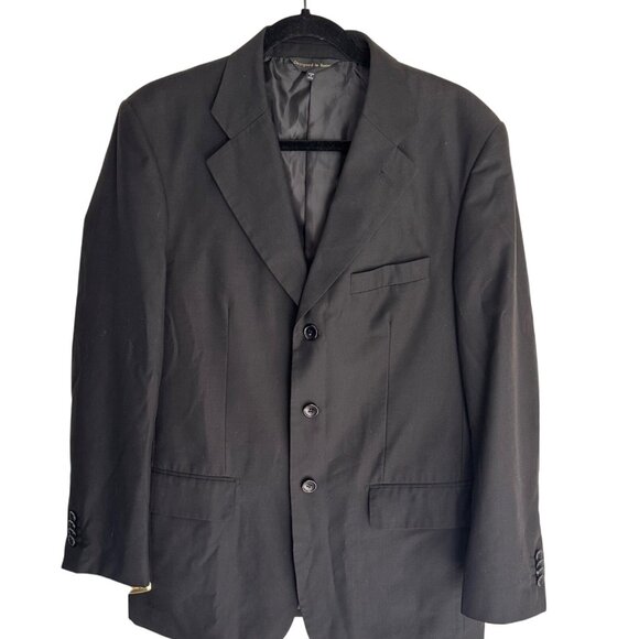 Mens Black Cotton Polished Polyester Suit Jacket Blazern by Designed in Rome Bra - Picture 5 of 16